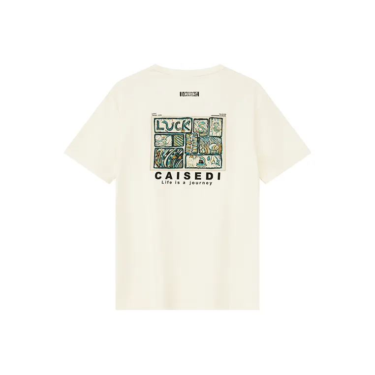 CAISEDI T Shirts Men Ecru-1