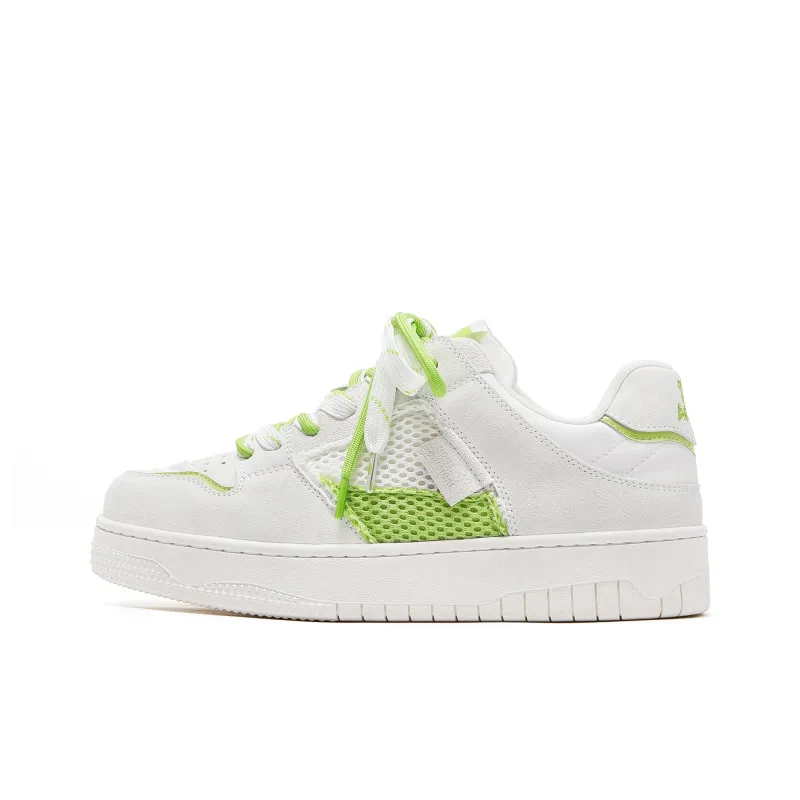 IMARSE Anti Slip And Wear Resistant Height Increasing Low Top Skateboard Shoes Unisex White Green-0