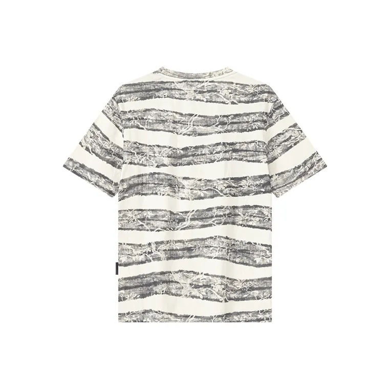 CAISEDI T Shirts Men Gray White Stripes-1