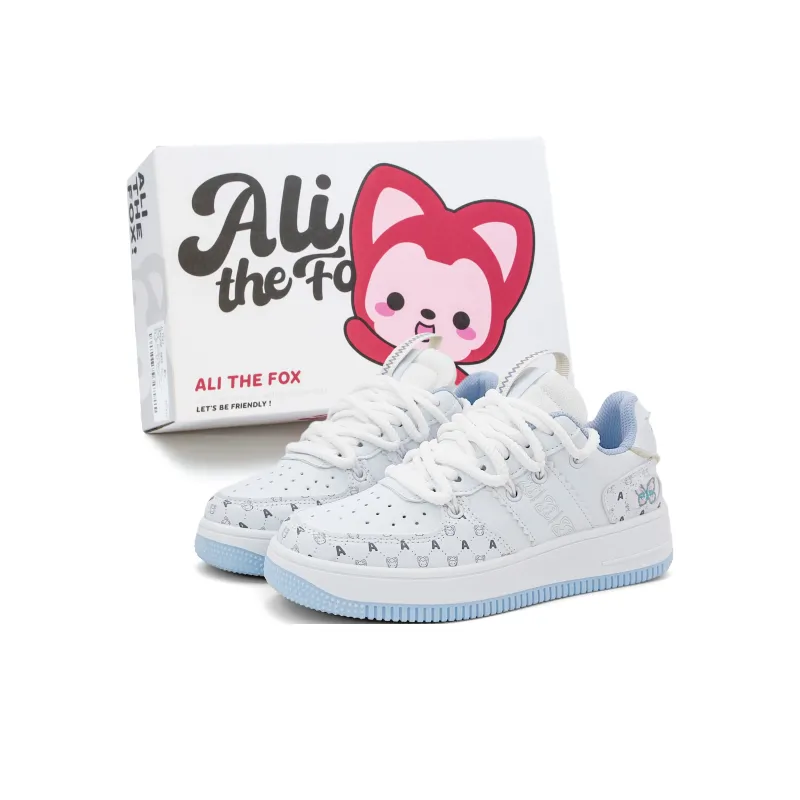 ALI THE FOX Skateboard Shoes Women's Low Top Milk Tea Pink/Iceberg Blue-7
