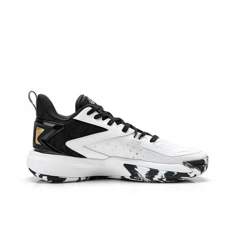 QIAODAN Anti Slip Wear Resistant Low Top Basketball Shoes Men's White Black-1