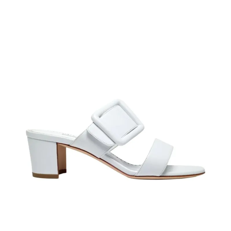MANOLO BLAHNIK Slip Resistant Slide Slippers 5cm Women's White-1