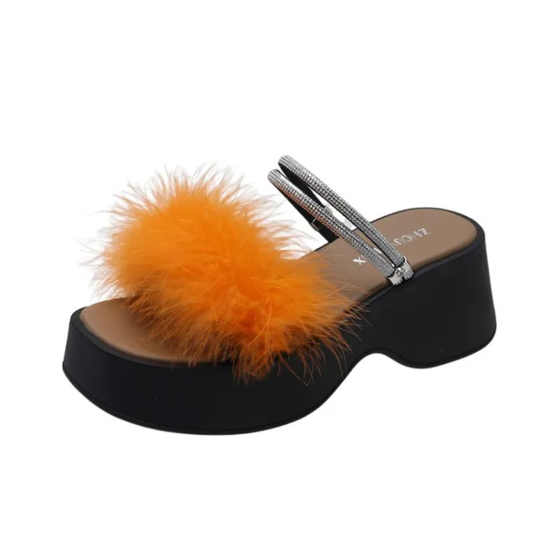 WUJI Rubber Sole Fuzzy Slip Resistant Abrasion Resistant Slide Slippers Women's-10