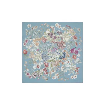 GUCCI Twill Silk Scarves Women's Light Blue