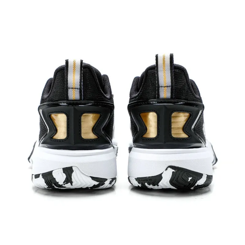 QIAODAN Anti Slip Wear Resistant Low Top Basketball Shoes Men's White Black-4