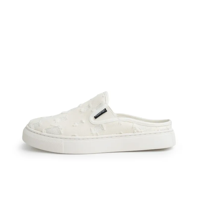 FED Slip Resistant Closed Toe Slippers Men's White-0