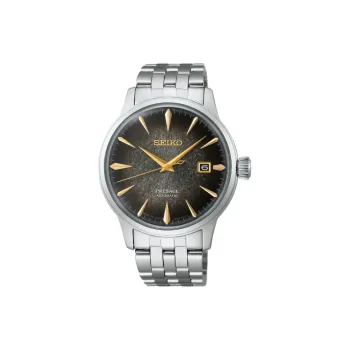 SEIKO Presage Collection Automatic Mechanical Movement Stainless Steel Strap Watch 40.5mm Men's Watches Black Dial