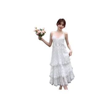YINLEI Slip Dresses Women's White