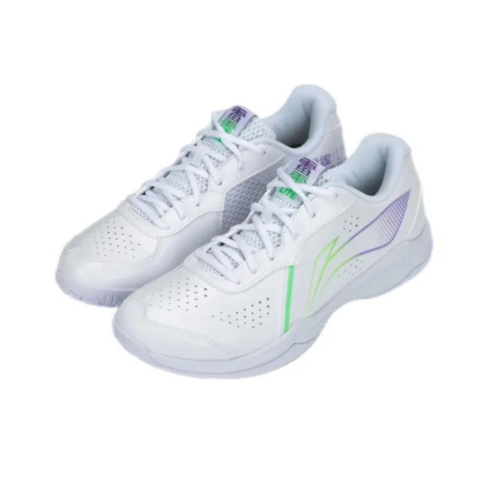 LiNing Badminton Series Shock Absorbers Slip Resistant Breathable Low Top Badminton Shoes Unisex White-2