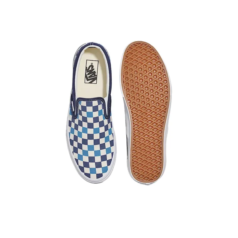 Vans Classic Slip On Checkerboard Navy Blue White-3