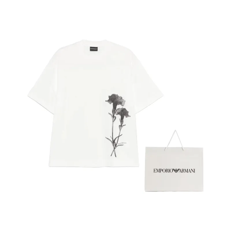 EMPORIO ARMANI Flower embroidered T shirt-1