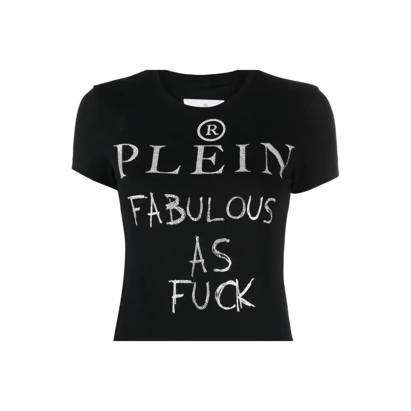 PHILIPP PLEIN Sexy Pure Rhinestone embellished T shirt-3