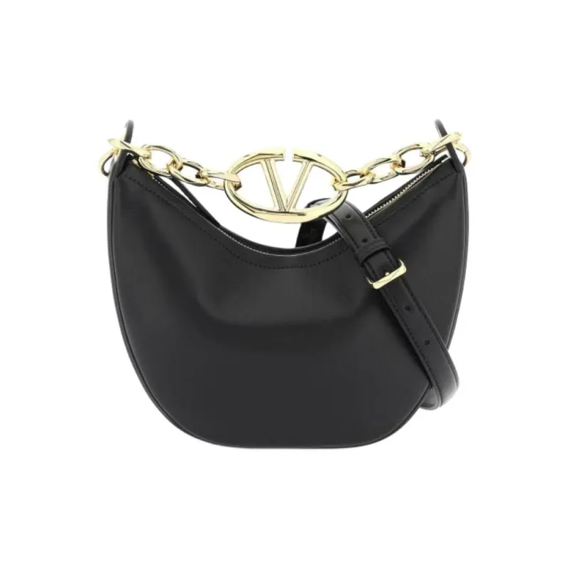 Valentino Lambskin Crossbody One Shoulder Handbag Women's Black-2