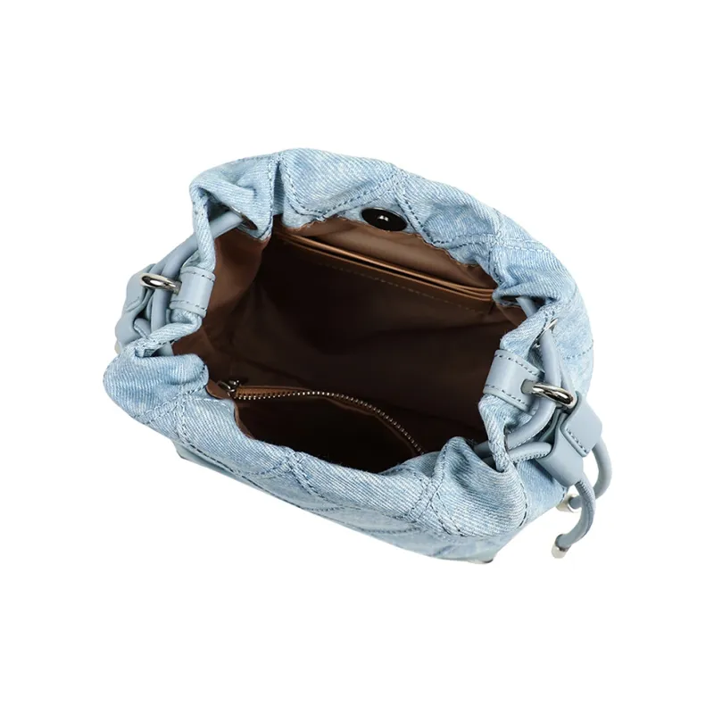 PT'SON Fabric Bucket Bag, Portable Crossbody Bag, Shoulder Bag Regular Women's Denim Blue-5