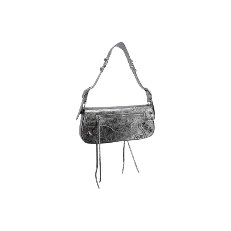 Balenciaga Calfskin Shoulder Bag Women's Silver-1