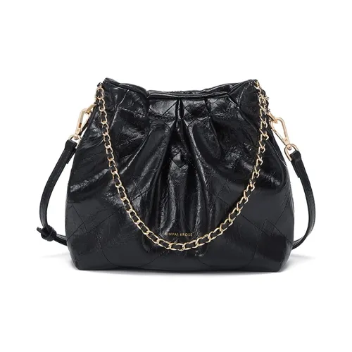 CinvaiKrose PU Shoulder Bag, Crossbody Bag, Hobo, Bucket Bag Medium Size Women's Ecru/Black