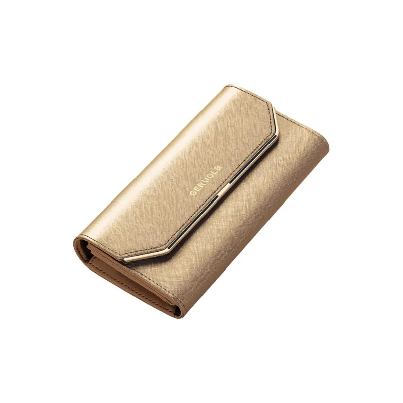 Gorora Classic Cross Grain Cow Leather Long Wallet Women's Multicolor-1