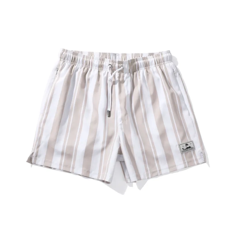 GAILANG Beach Shorts Men's Khaki Stripes-0