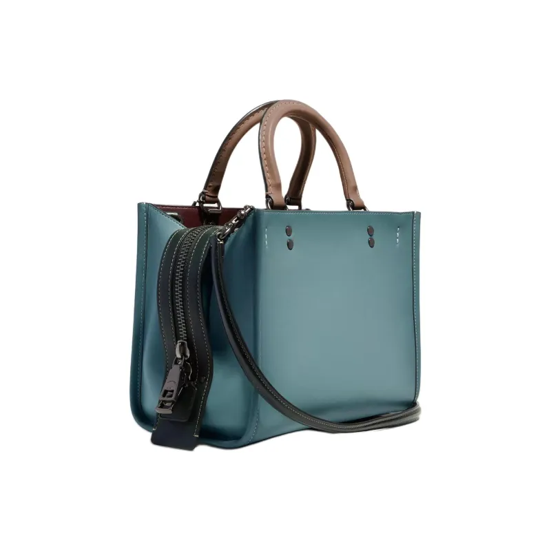 COACH Rogue Label Shoulder Bag, Crossbody Bag, Handbag Medium Size Women's Tin & Lead & Sage Green Multicolor-1