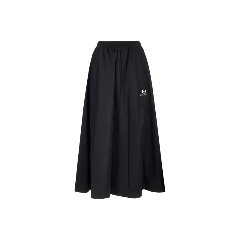 Balenciaga Logo Detailed Elastic Waist Flared Skirt-0