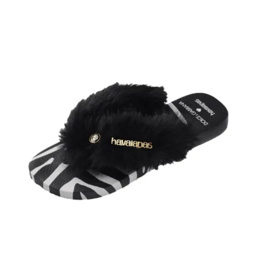 Dolce&Gabbana x Havaianas Rubber Sole Abrasion Resistant Flip Flops Women's Black White