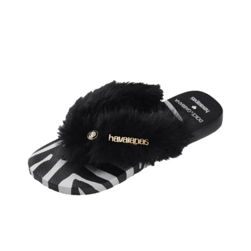 Dolce&Gabbana x Havaianas Rubber Sole Abrasion Resistant Flip Flops Women's Black White-0