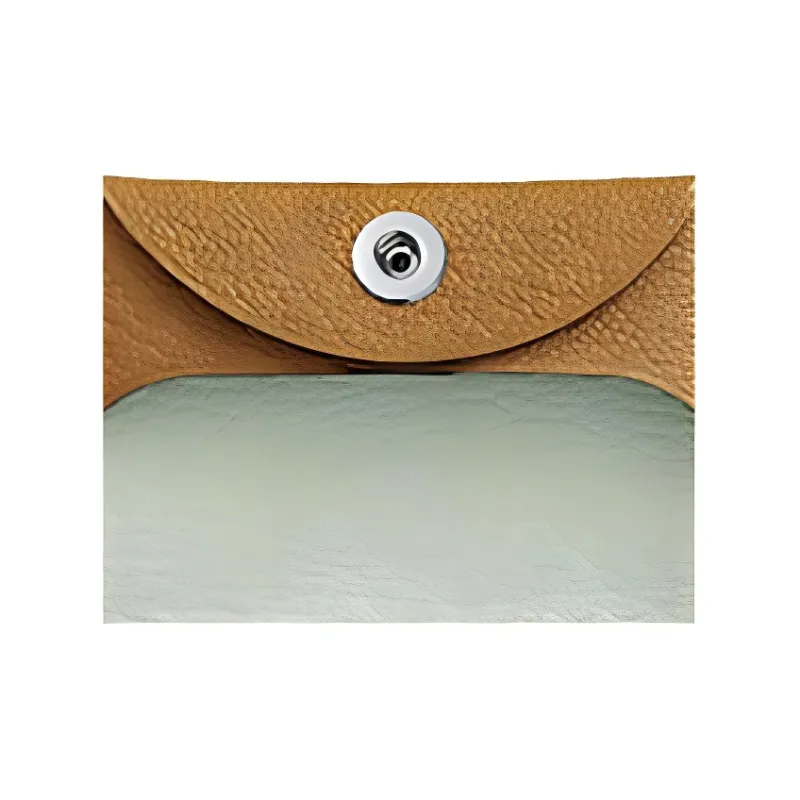 HERMES Bastia Mysore Goat Skin Card Holder, Coin Purse Women's Brown/Mint Green-4