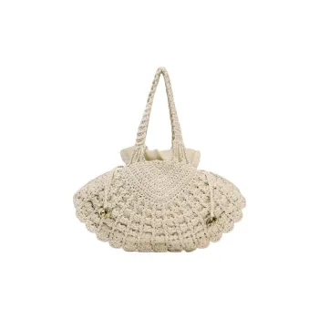 ZARA Cotton Handbag Women's Light Beige