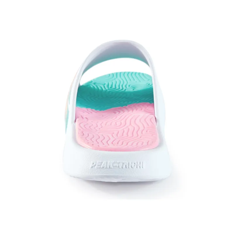 PEAK Tai Ji1.0 Quiet Slip Resistant Abrasion Resistant Slide Slippers Unisex White Gouache Green-4