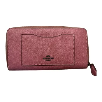 COACH Accordion Zip Leather Wallet Trumpets Women's Bronze & Pink Rose