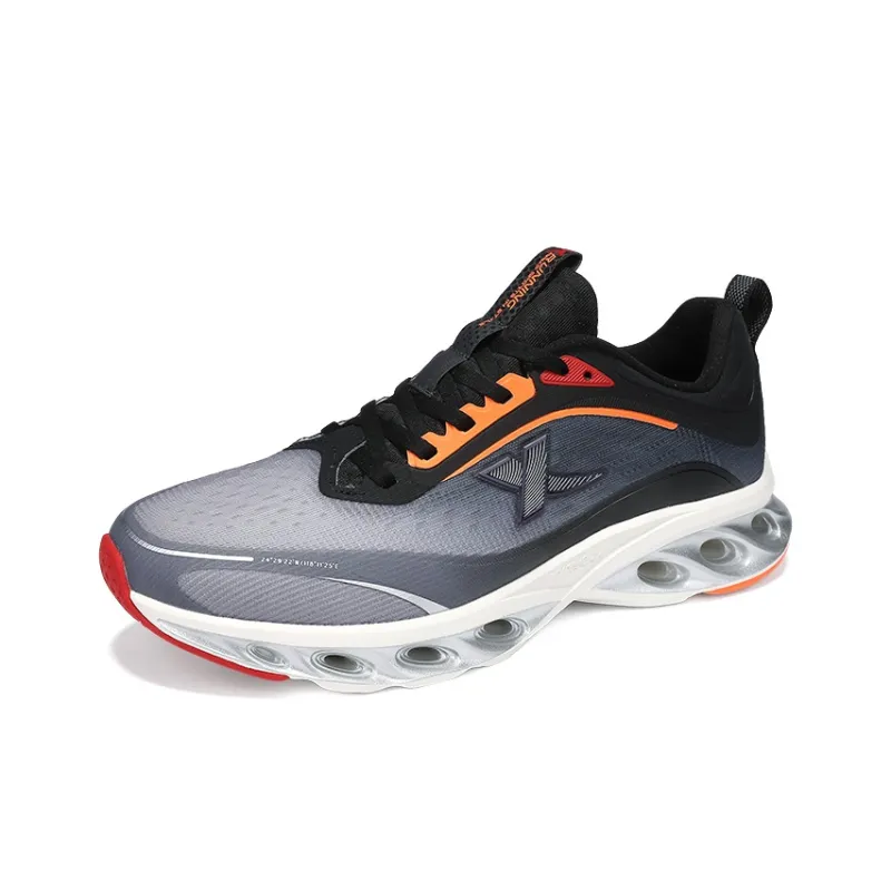 XTEP Shock Absorbers Slip Resistant Breathable Low Top Running Shoes Men's Black Gray-2