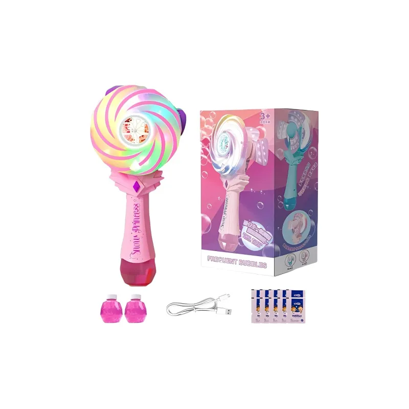 LUMINANCE Princess Style Car, Light Up Magic Wand, Fully Automatic Toy Bubble Machines-1