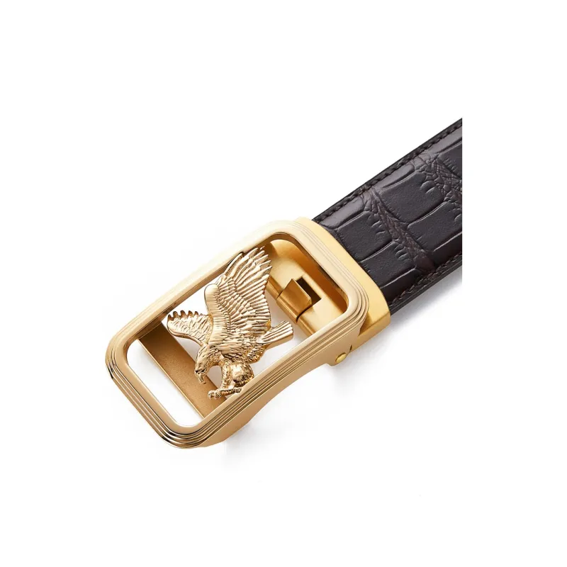 Jeccieziio Cow Top Grain Leather Belts Men's Gold, Silver Width 3.5CM-4