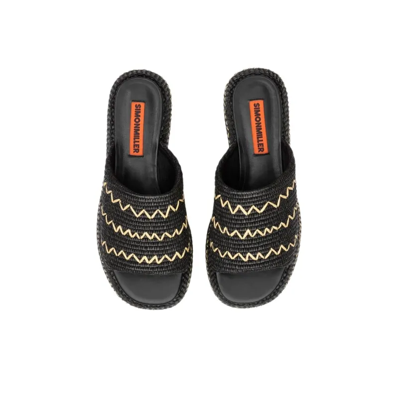 SIMON MILLER Rubber Sole Abrasion Resistant Slide Slippers Women's Black-2