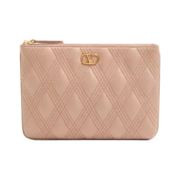 Valentino GARAVANI Leather Clutch Women's Rose Ginger