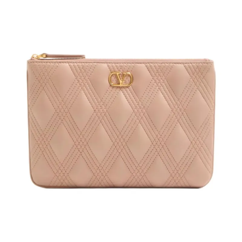 Valentino GARAVANI Leather Clutch Women's Rose Ginger-0