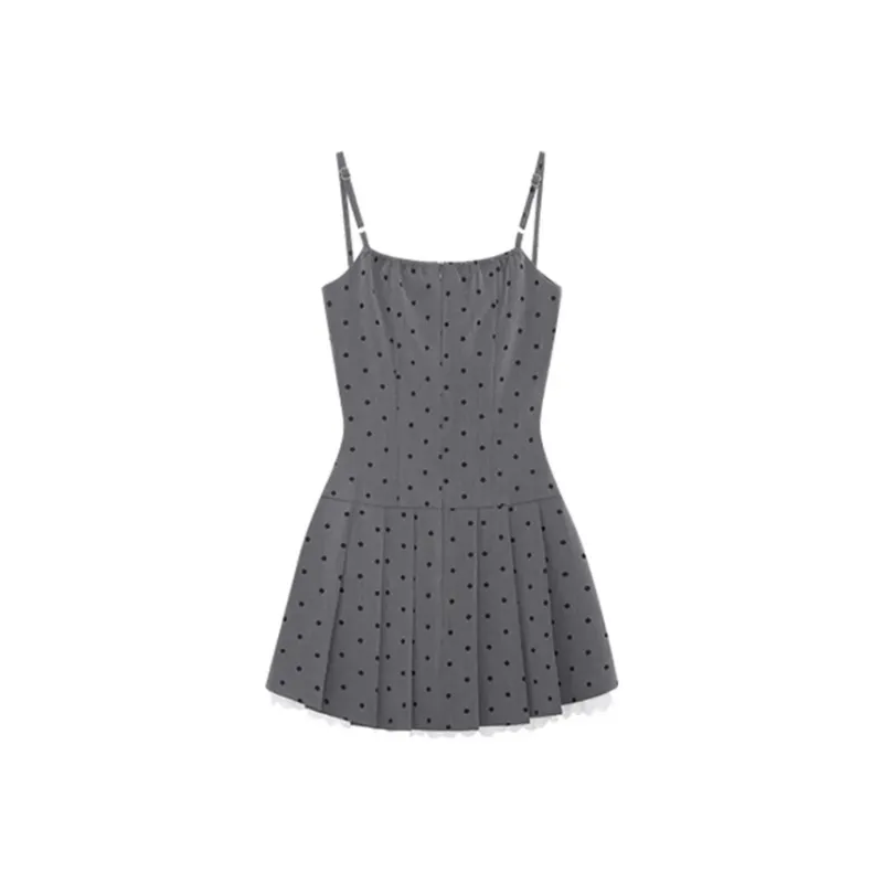 CANTALOVE Slip Dresses Women's Gray Polka Dot-1