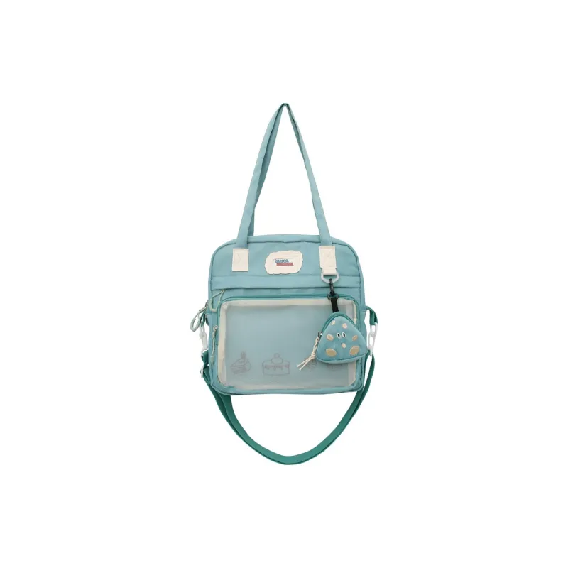Paulinka Nylon Portable Crossbody Bag, Shoulder Bag Unisex Black/Green/Ecru/Purple-7