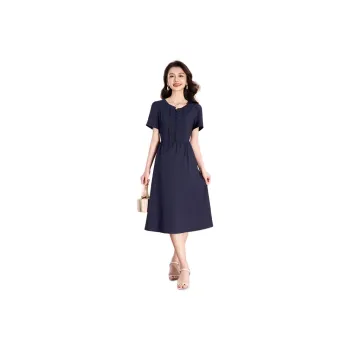 Mylan Short Sleeved Dress Cinched Waist Women's