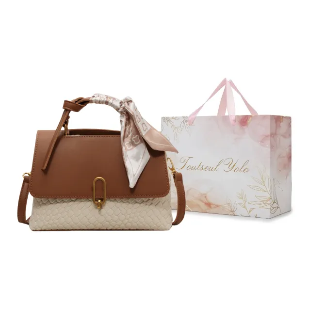 TOUTSEUL YOLO PU One Shoulder Handbag Regular Women's Black/Coffee & Brown & White/Coffee & Green-24