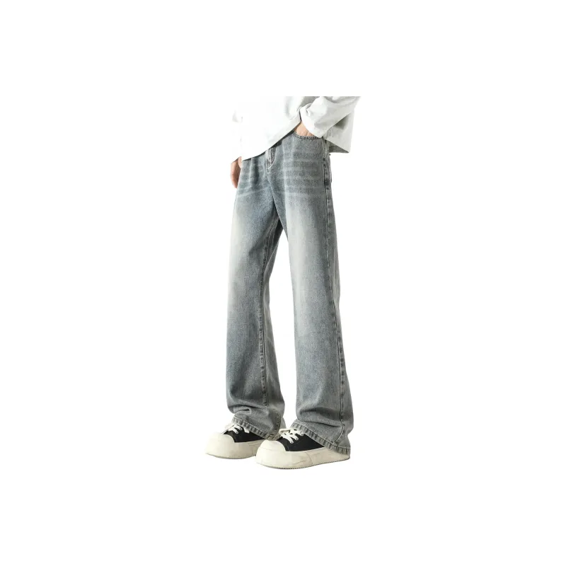 HUANQIU Jeans Unisex Black Gray-30
