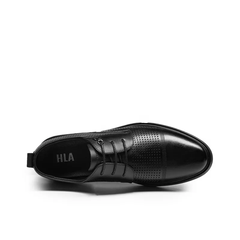 HLA Dress Shoes Men Low Top Black-2