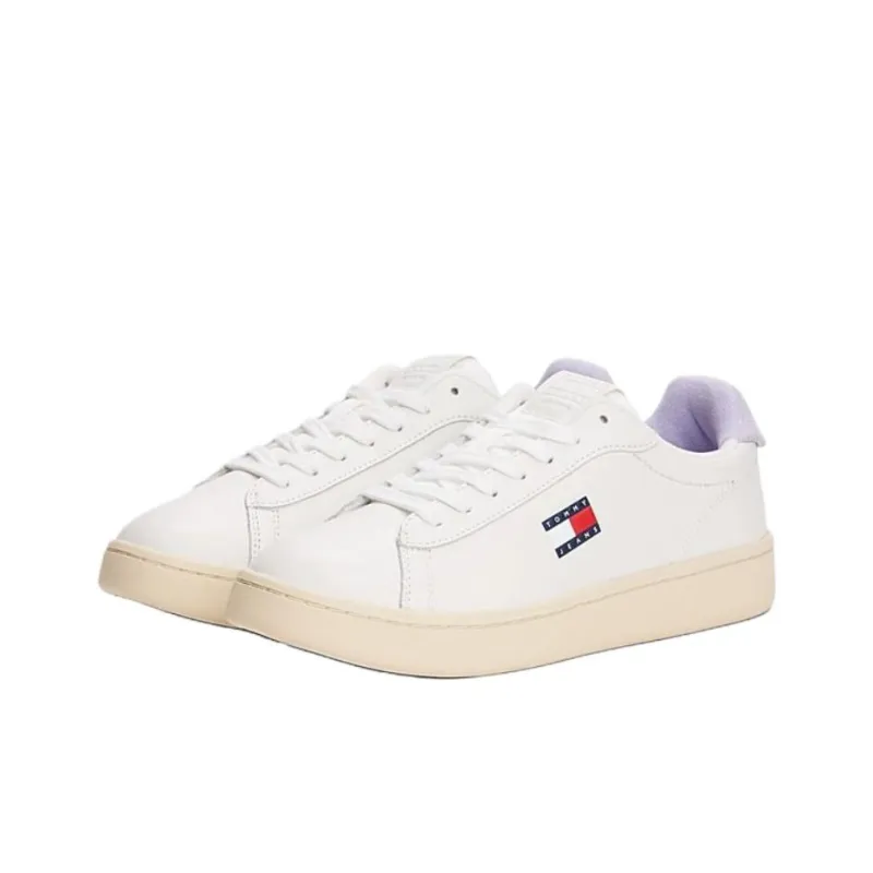Tommy Hilfiger Trainers Low Top Skateboard Shoes Women's White Purple-1