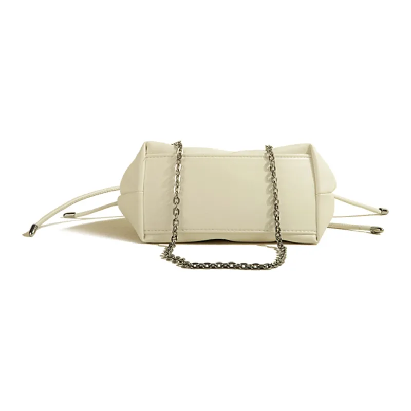 COLINS KEIRS Synthetic Leather Texture Niche Beads Fashion Chain One Shoulder Handbag Regular Women's White-5