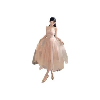 GUOZHEN Slip Dresses Women's Nude Pink