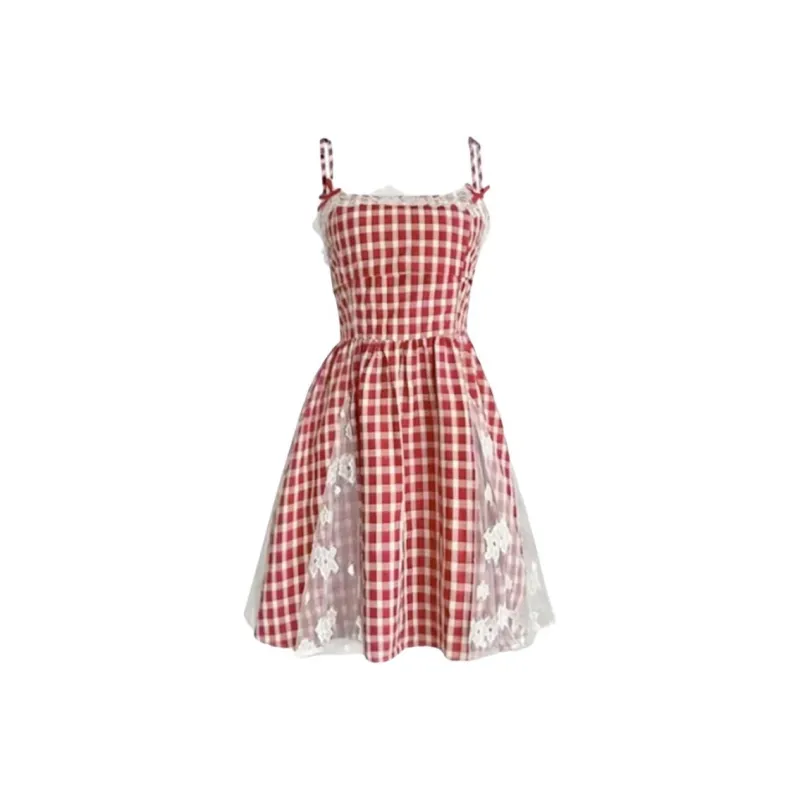 YGPRW Slip Dresses Women's Red Plaid-0