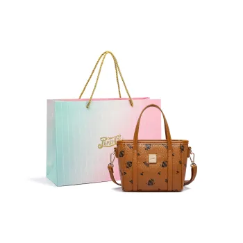 Pepsi PU Shoulder Bag, Crossbody Bag, Handbag Mini Women's Light Mist Pink/Cognac