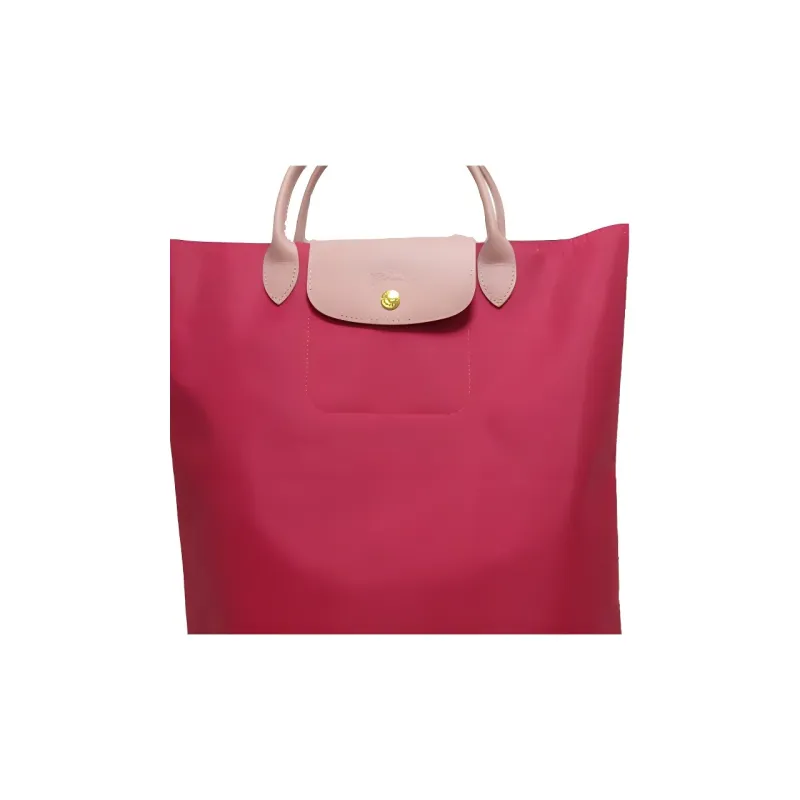 LONGCHAMP Le Pliage Cow Leather Canvas Shoulder Bag Crossbody Bag Handbag Women's Peach Pink & Purple-2