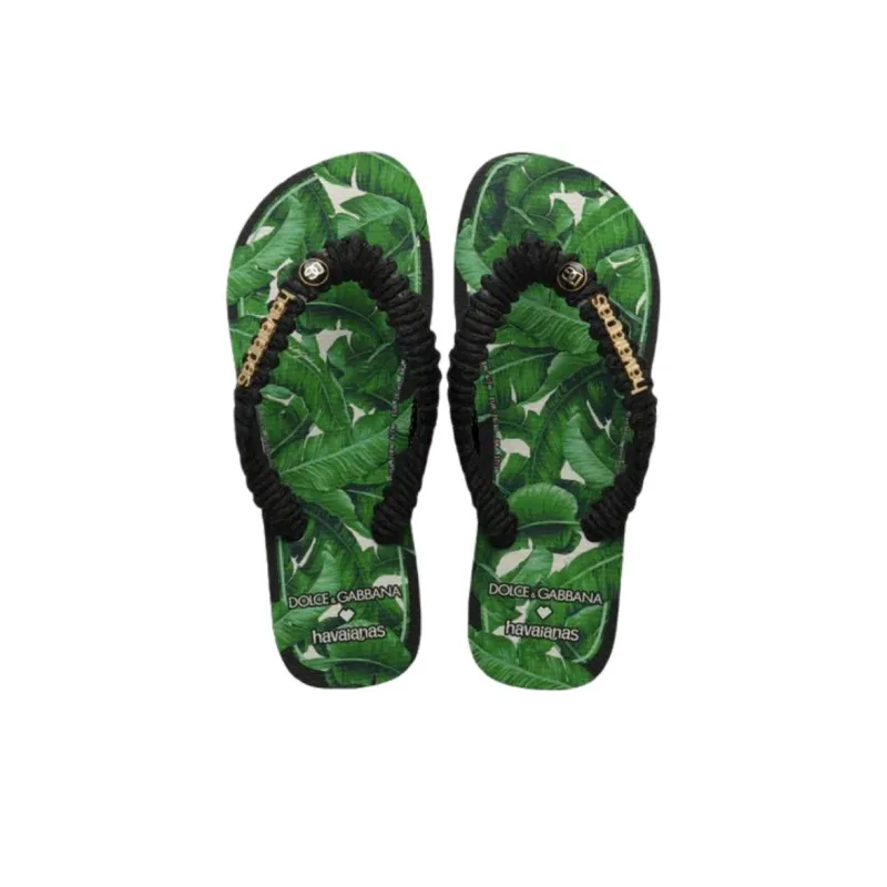 Dolce&Gabbana x Havaianas Abrasion Resistant Flip Flops Women's Black Green-4