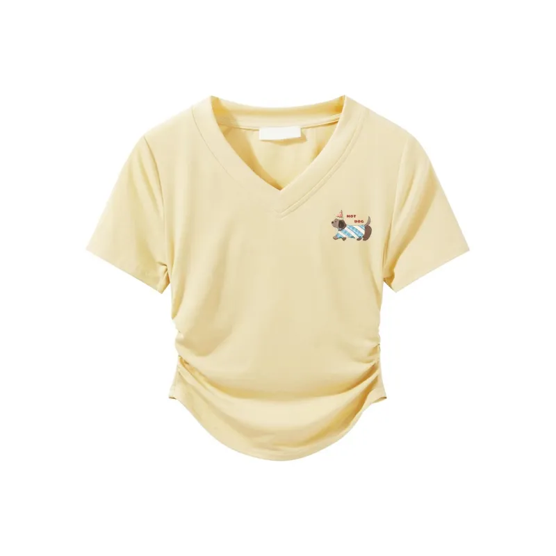 HEISU Regular T Shirt Women's Cream Yellow-40